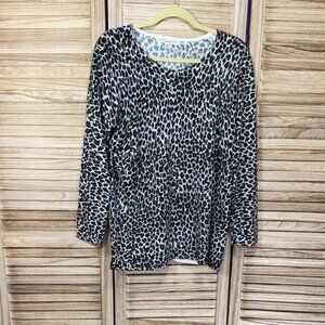Carolyn Taylor Black and White Animal Print Blouse Size 1x